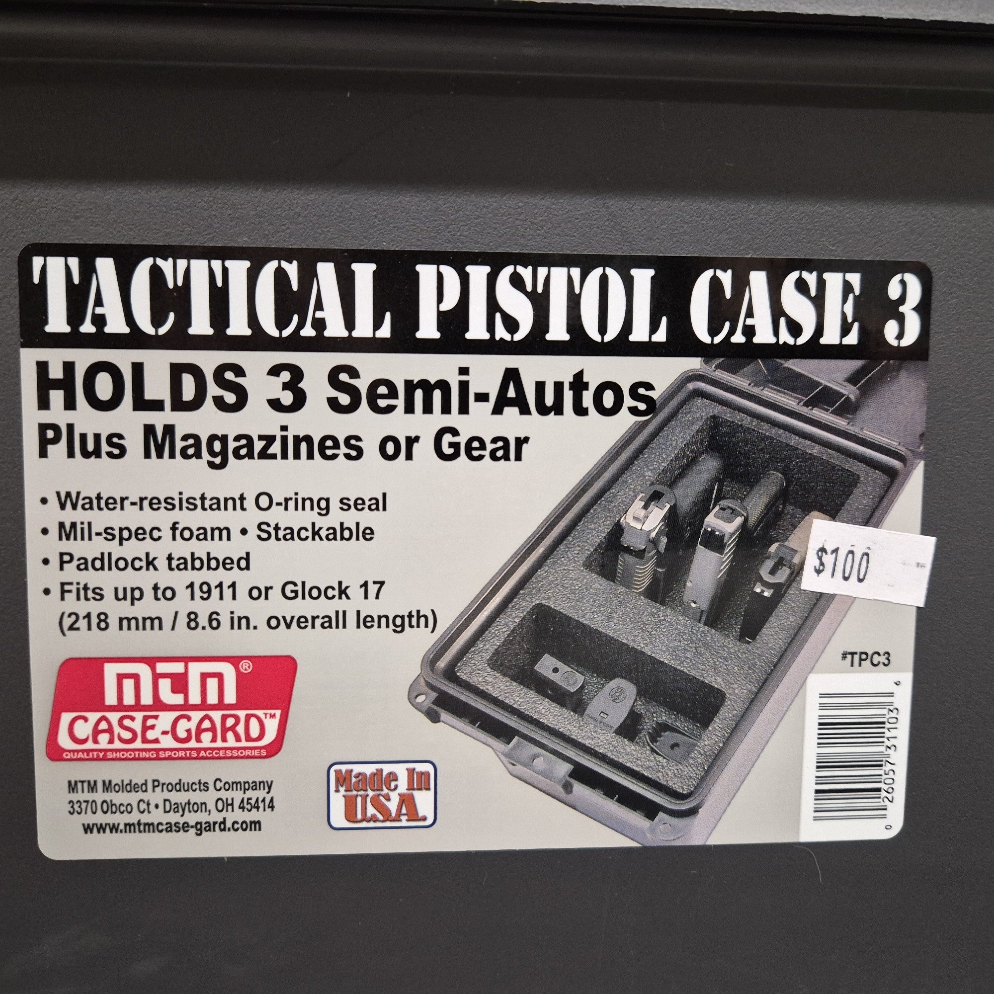 MTM CASE-GUARD TACTICAL PISTOL HANDGUN CASE 3 GUN