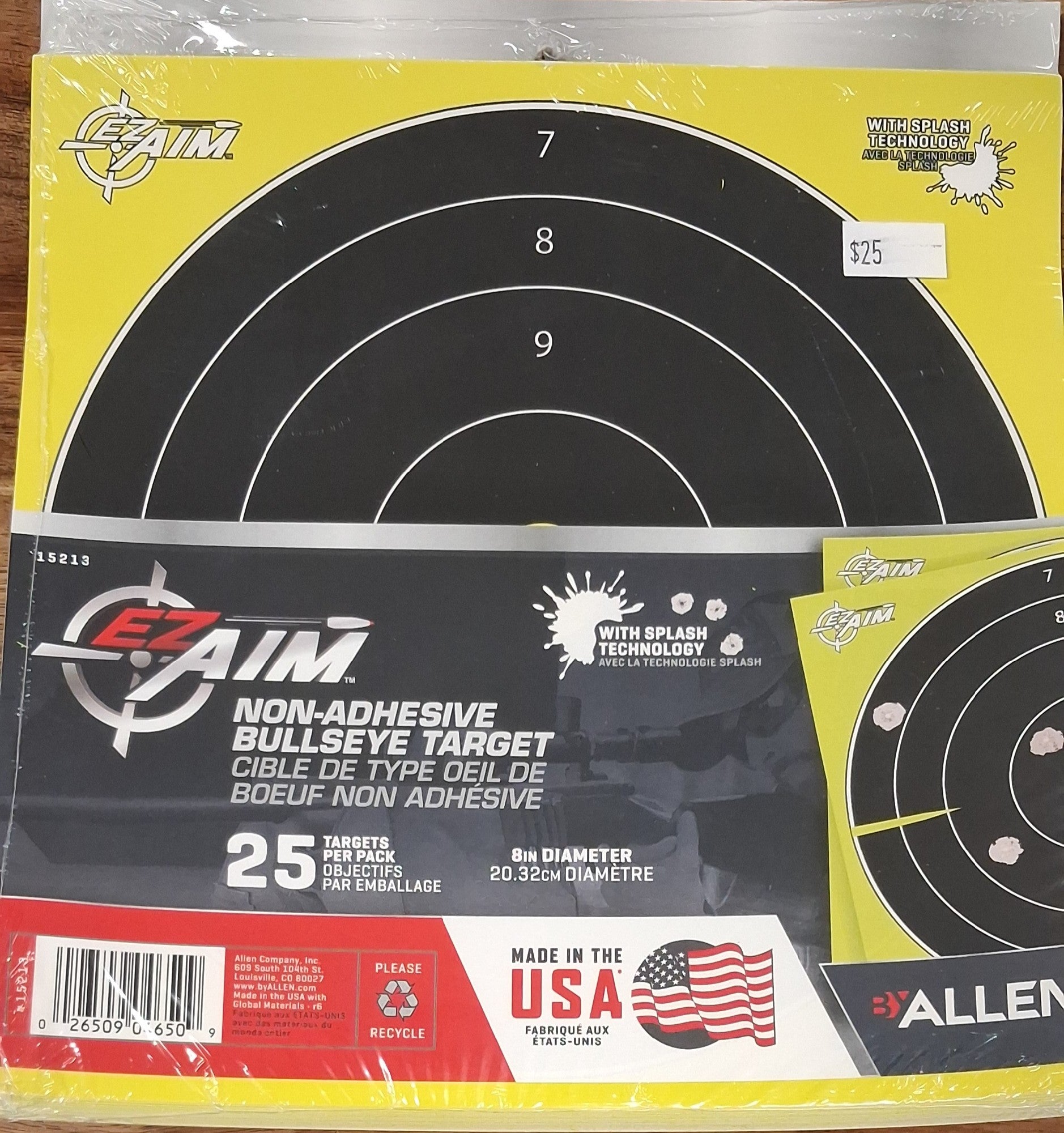EZ AIM NON-ADHESIVE BULLSEYE TARGET 25PK