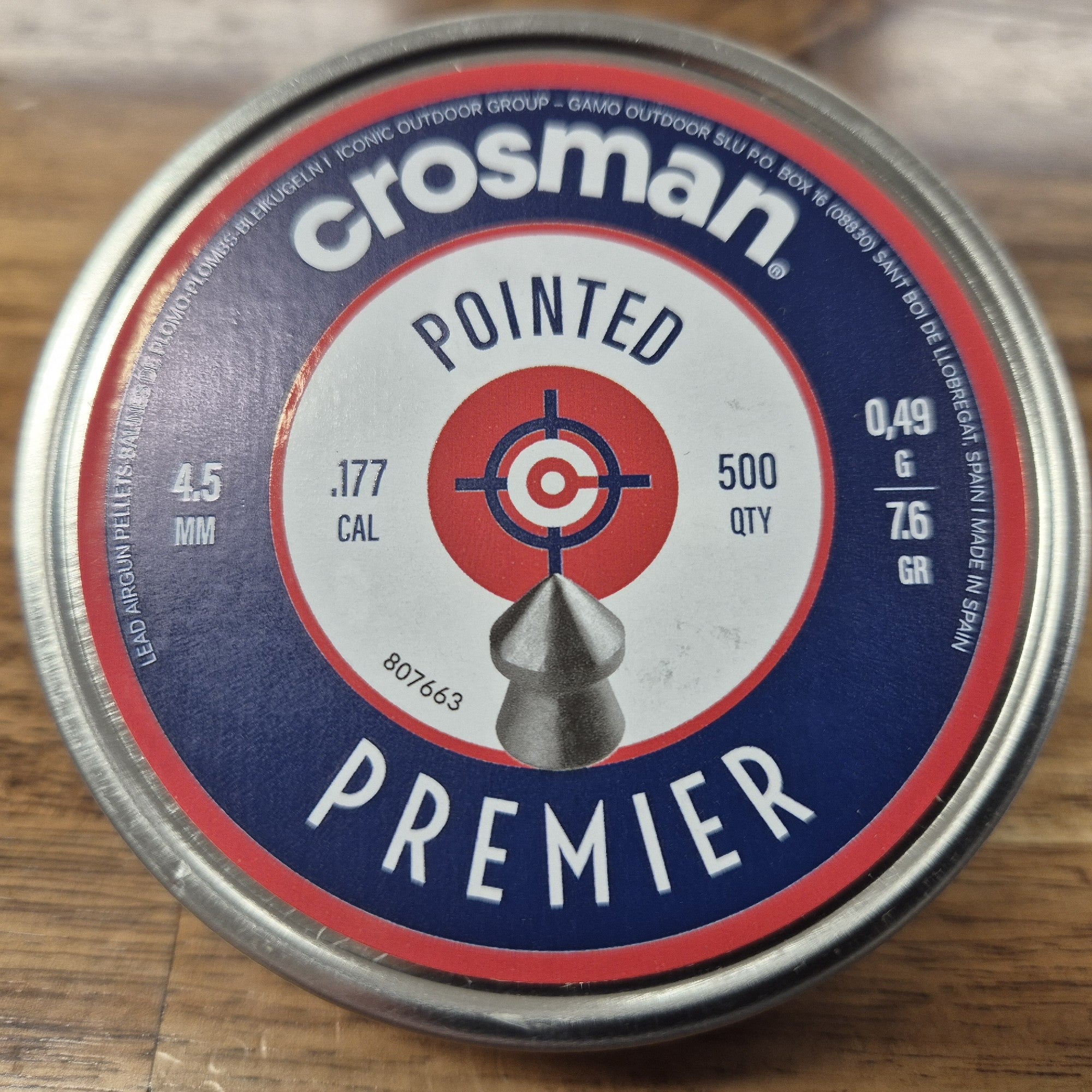 CROSMAN PELLETS POINTED .177 500PK 7.6GR