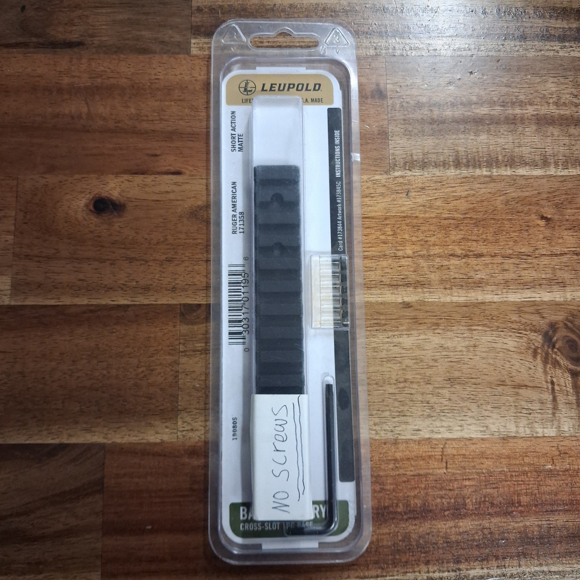 LEUPOLD RUGER AMERICAN SHORT ACTION BLACK PIC RAIL (SCREWS MISSING)
