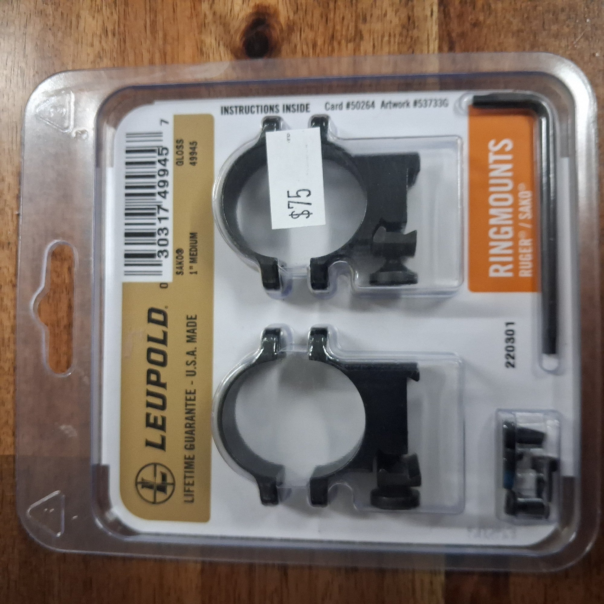 LEUPOLD SAKO RING MOUNTS, MEDIUM, GLOSS FINISH