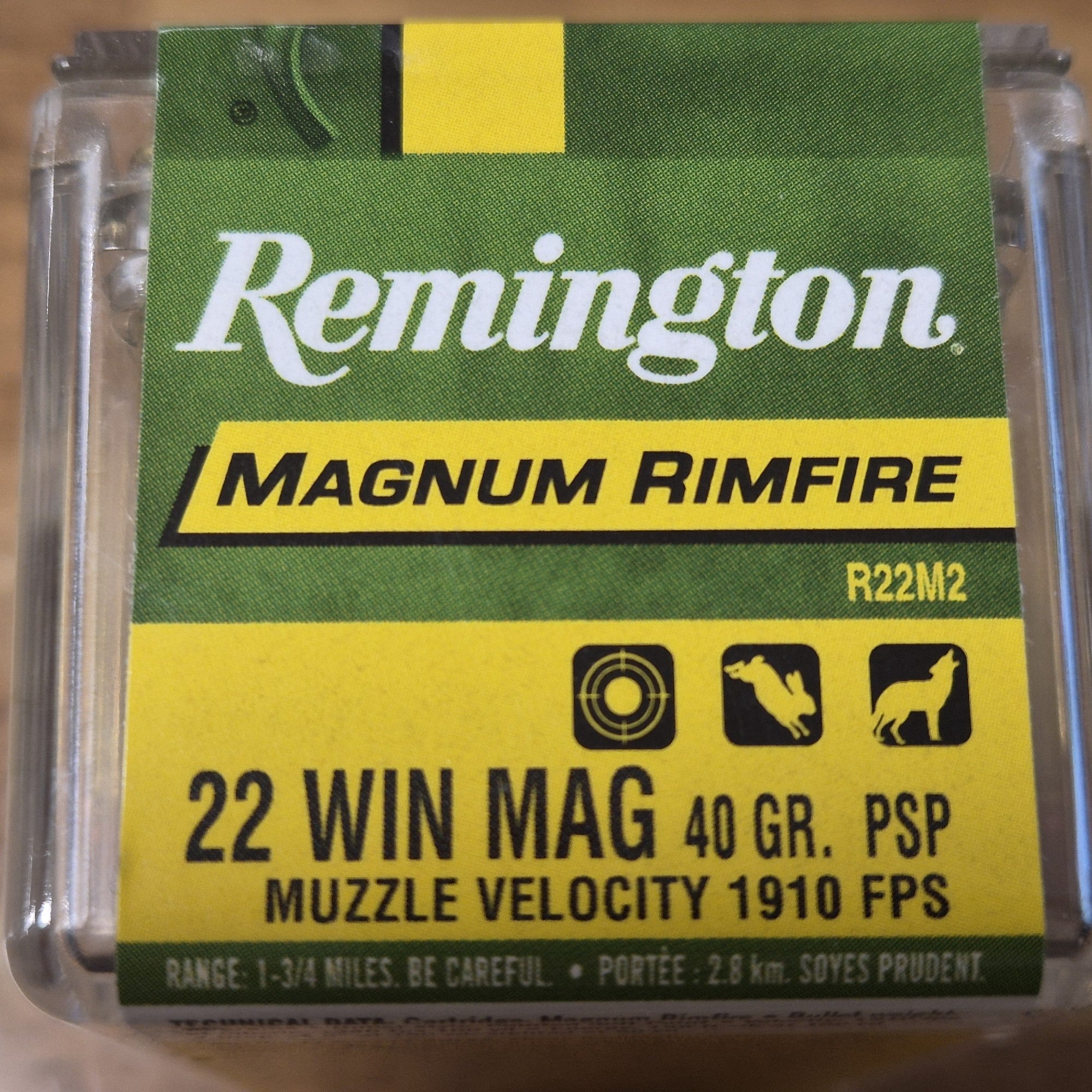 REMINGTON MAGNUM RIMFIRE 22WMR 40GR PSP 1910FPS 50PK