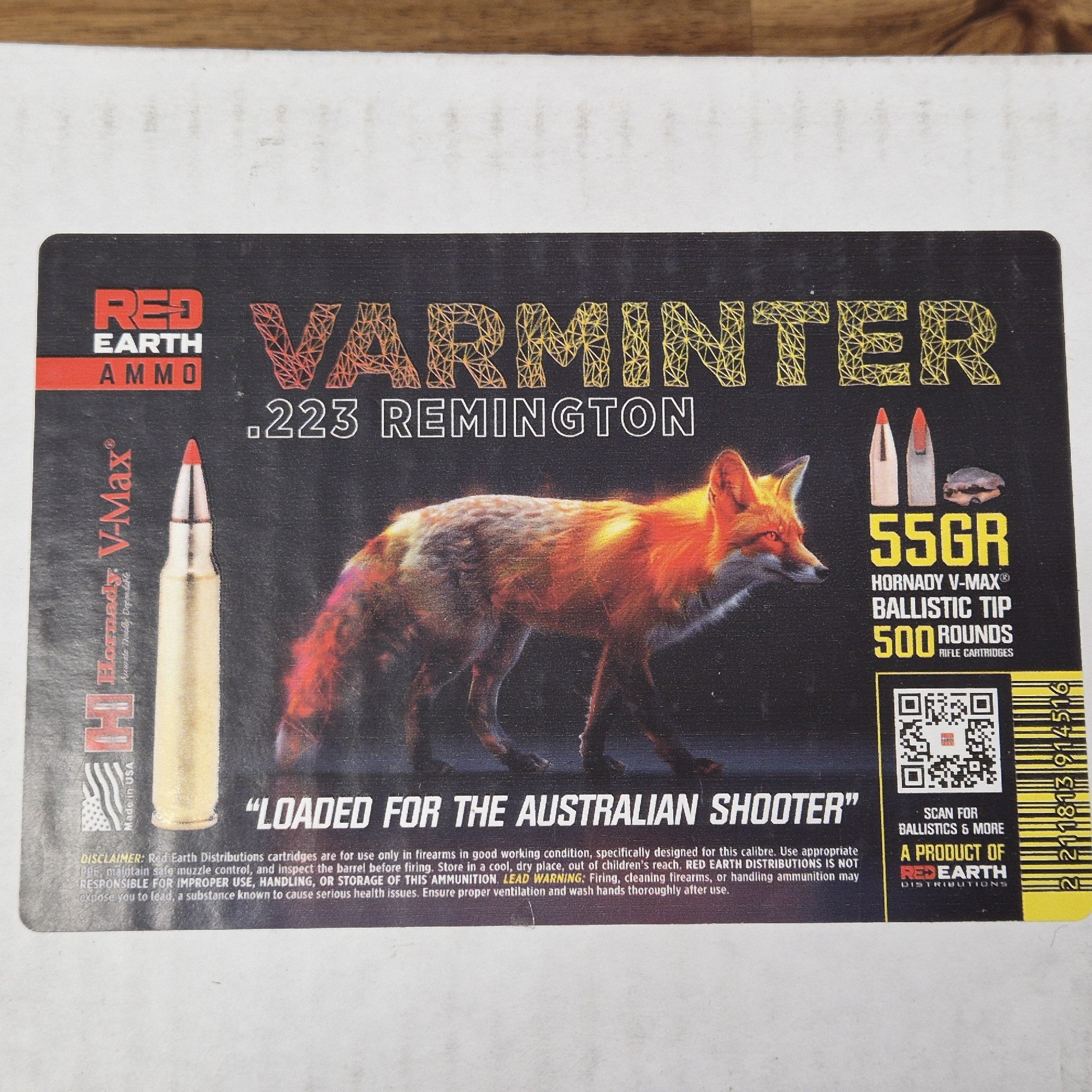 RED EARTH AMMO 223 REM 55GR V-MAX (125 PACK)