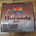 HORNADY 204 RUGER 32 GRAIN V-MAX SUPERFORMANCE AMMO 50 RD