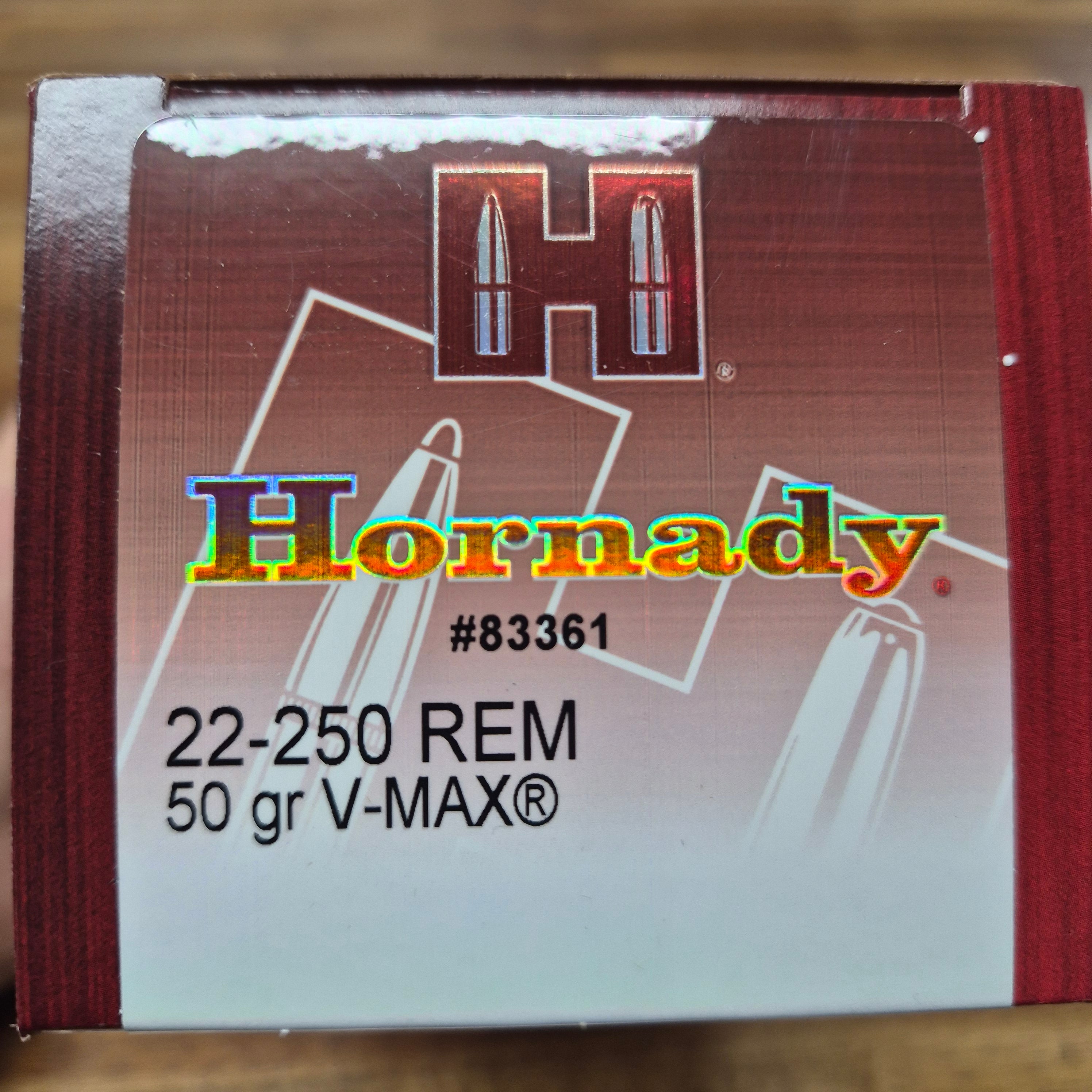 HORNADY 22-250 REM 50 GRAIN V-MAX VARMINT EXPRESS AMMO 50 RD