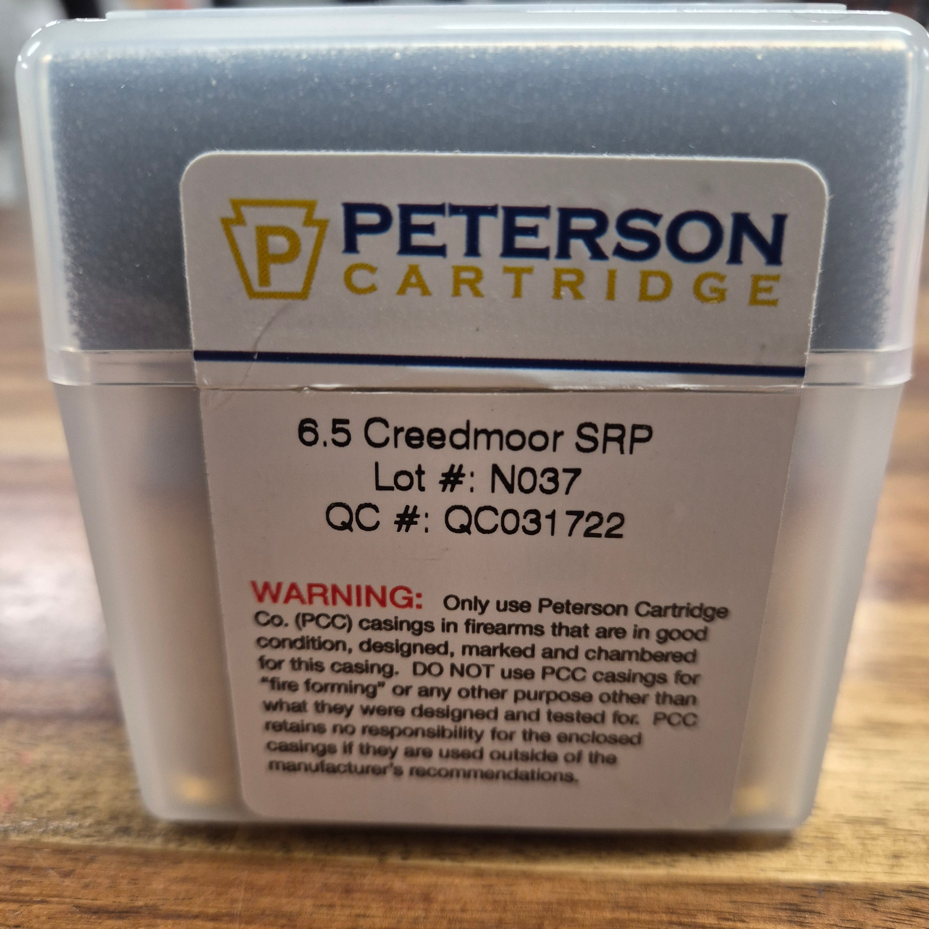 PETERSON 6.5 CREEDMOOR CASING - SMALL PRIMER - BOX OF 50