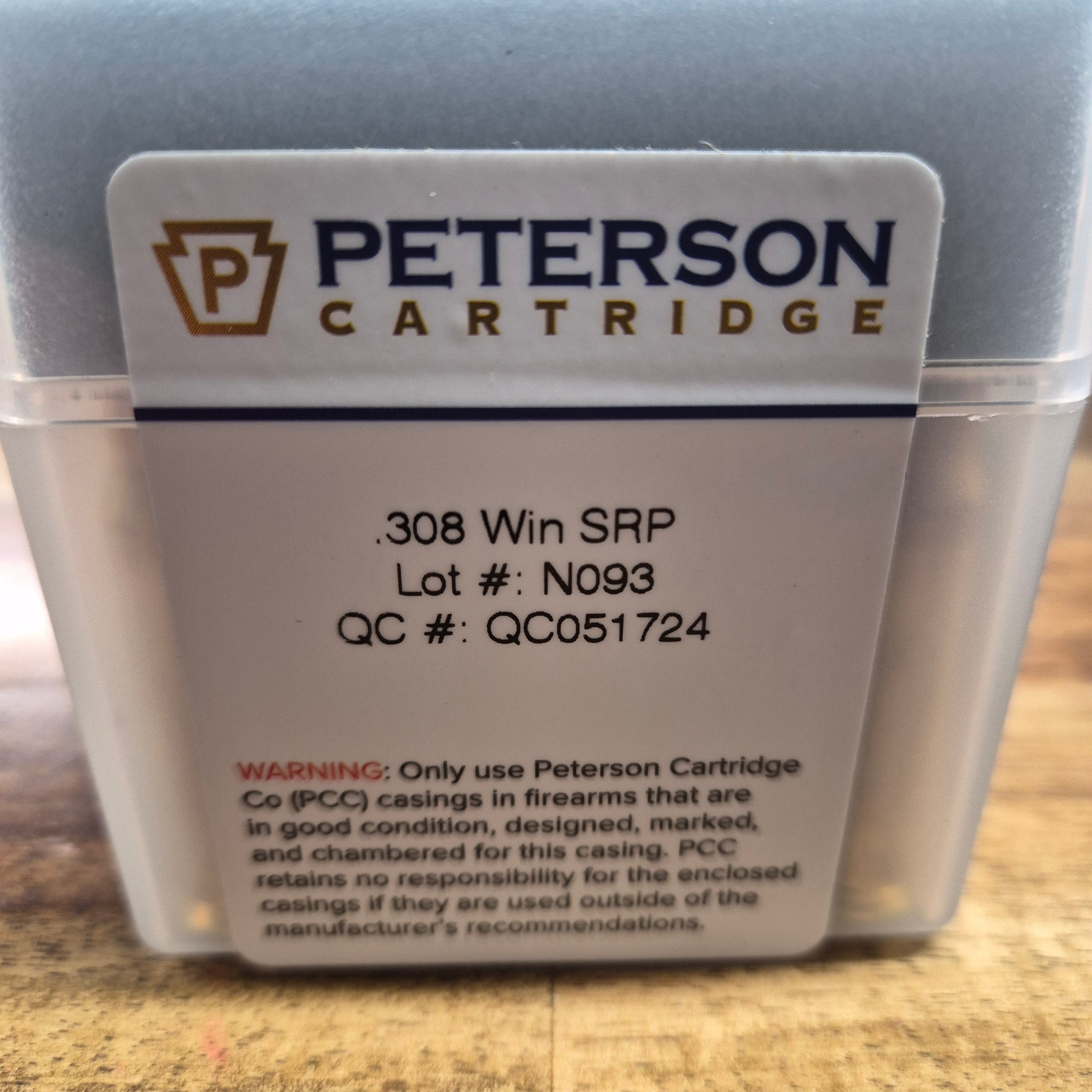 PETERSON 308 SMALL PRIMER CASING - BOX OF 50