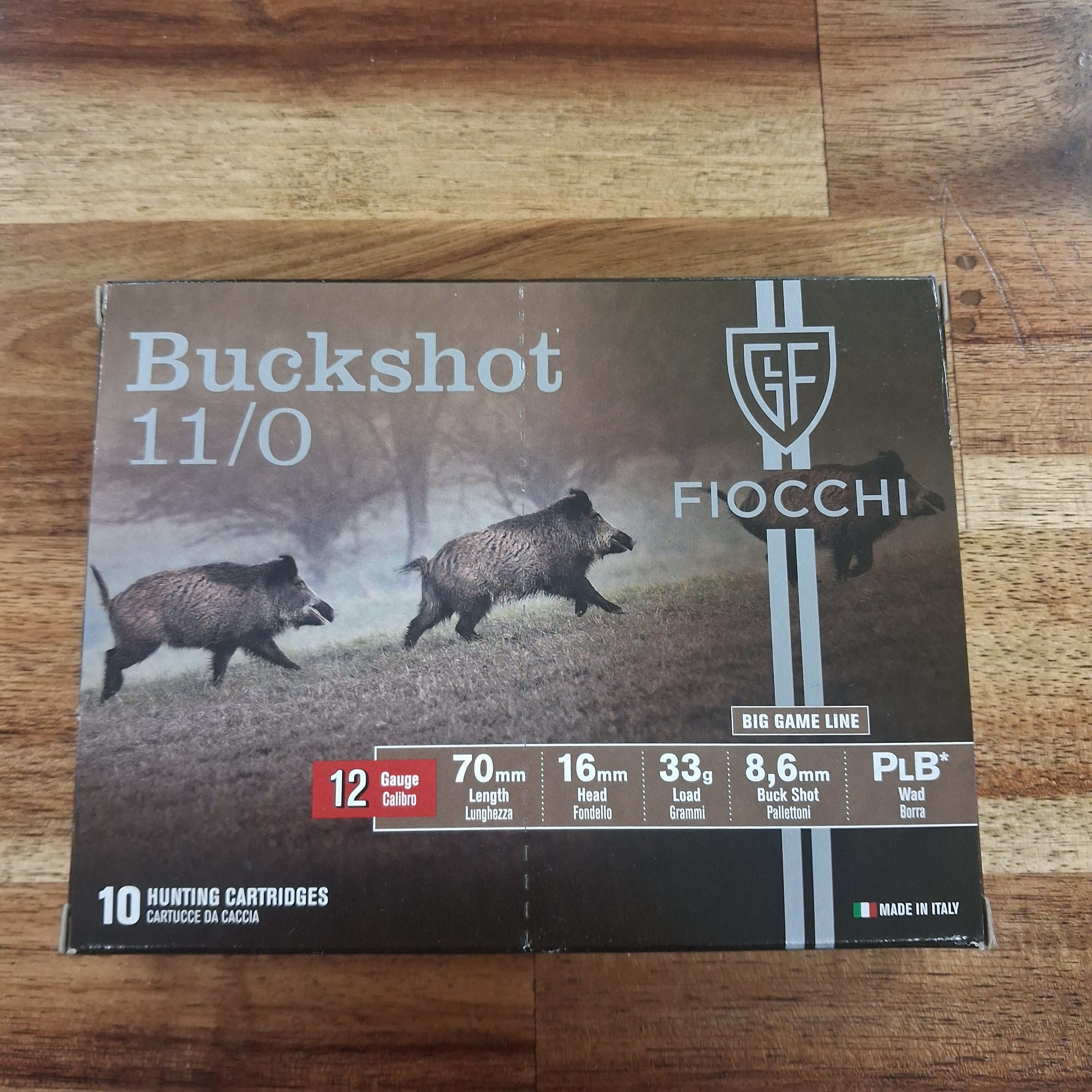 FIOCCHI 12G 11/0 00 BUCKSHOT 10 PKT 8 PELLET 8.6MM 33GM NEW BOX