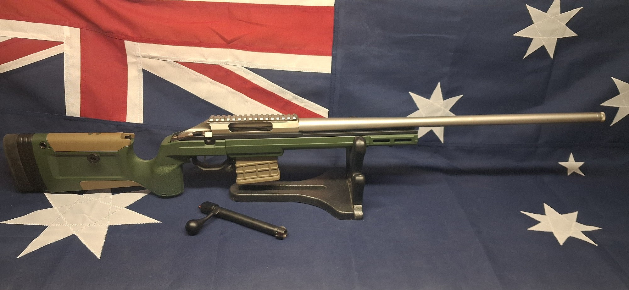 TIKKA T3X 308WIN KRG BRAVO CHASSIS GREEN & FDE 10RD MDT MAG 