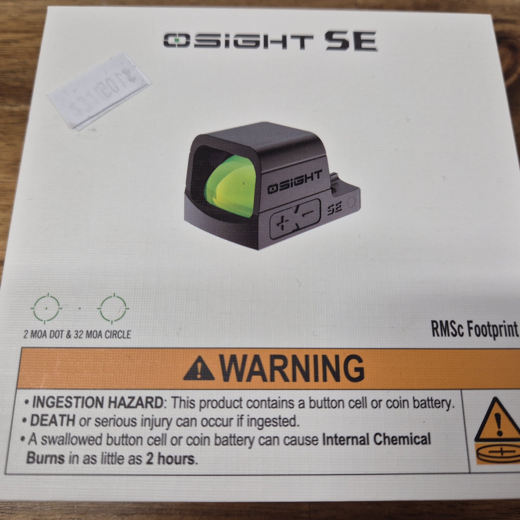 OLIGHT OSIGHT SE **GREEN** ENCLOSED MICRO RED DOT SIGHT WITH RMSC FOOTPRINT 