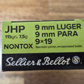 S&B 9MM LUGER 115 GR JHP NONTOX 50 PK