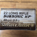 S&B 22 LR 40 GR HP-LHP SUBSONIC 50 PK 984FPS