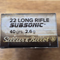 S&B 22 LR 40 GR LRN SUBSONIC 50 PK 1020FPS