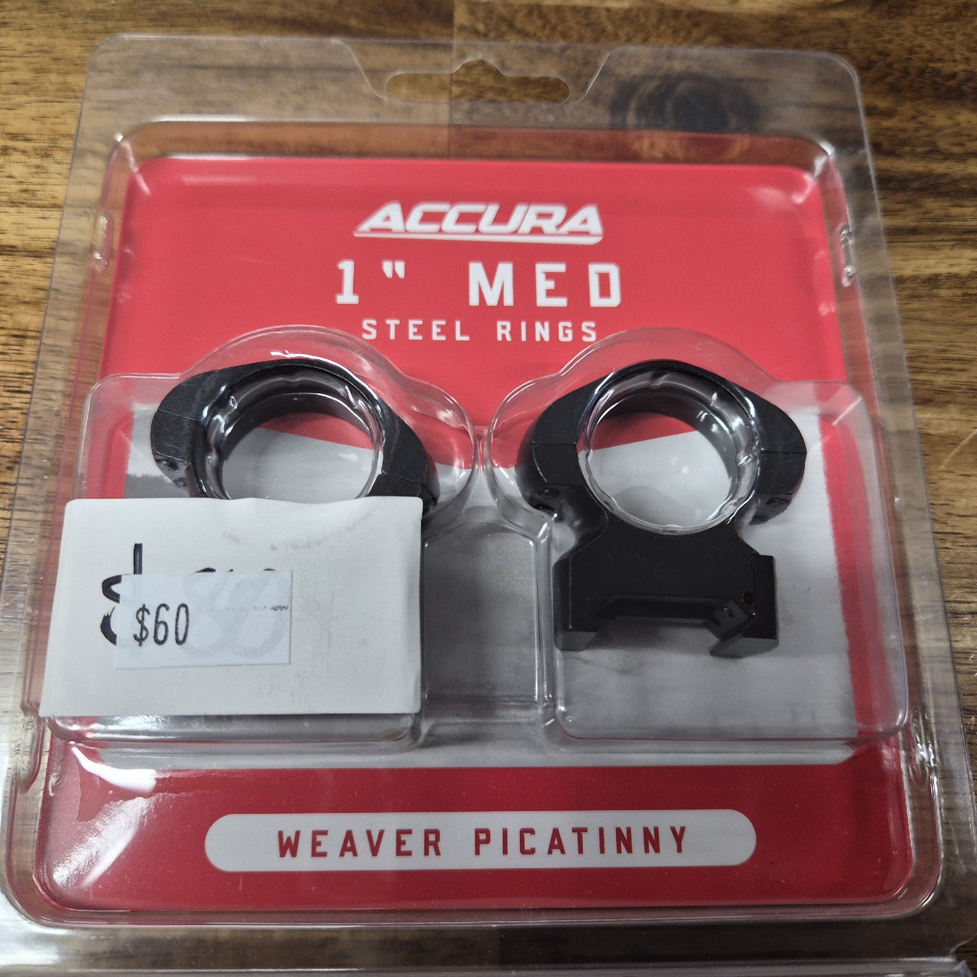 ACCURA 1 INCH MED STEEL RINGS WEAVER / PICATINNY