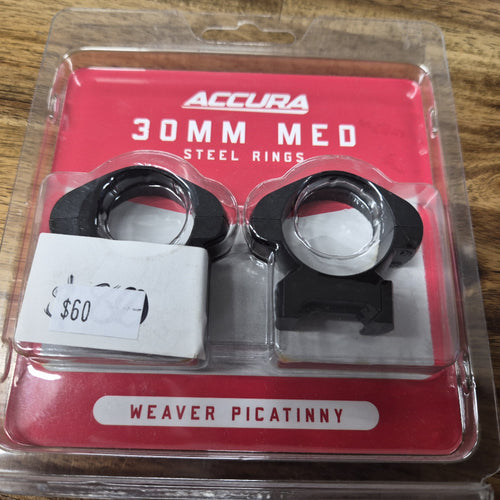 ACCURA 30MM MED STEEL RINGS WEAVER / PICATINNY
