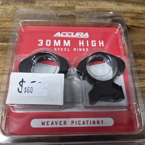 ACCURA 30MM HIGH STEEL RINGS WEAVER / PICATINNY