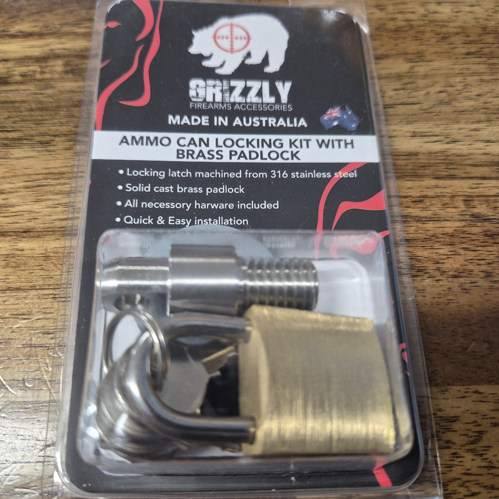 GRIZZLY AMMO BOX LOCKING KIT W/ BRASS PADLOCK