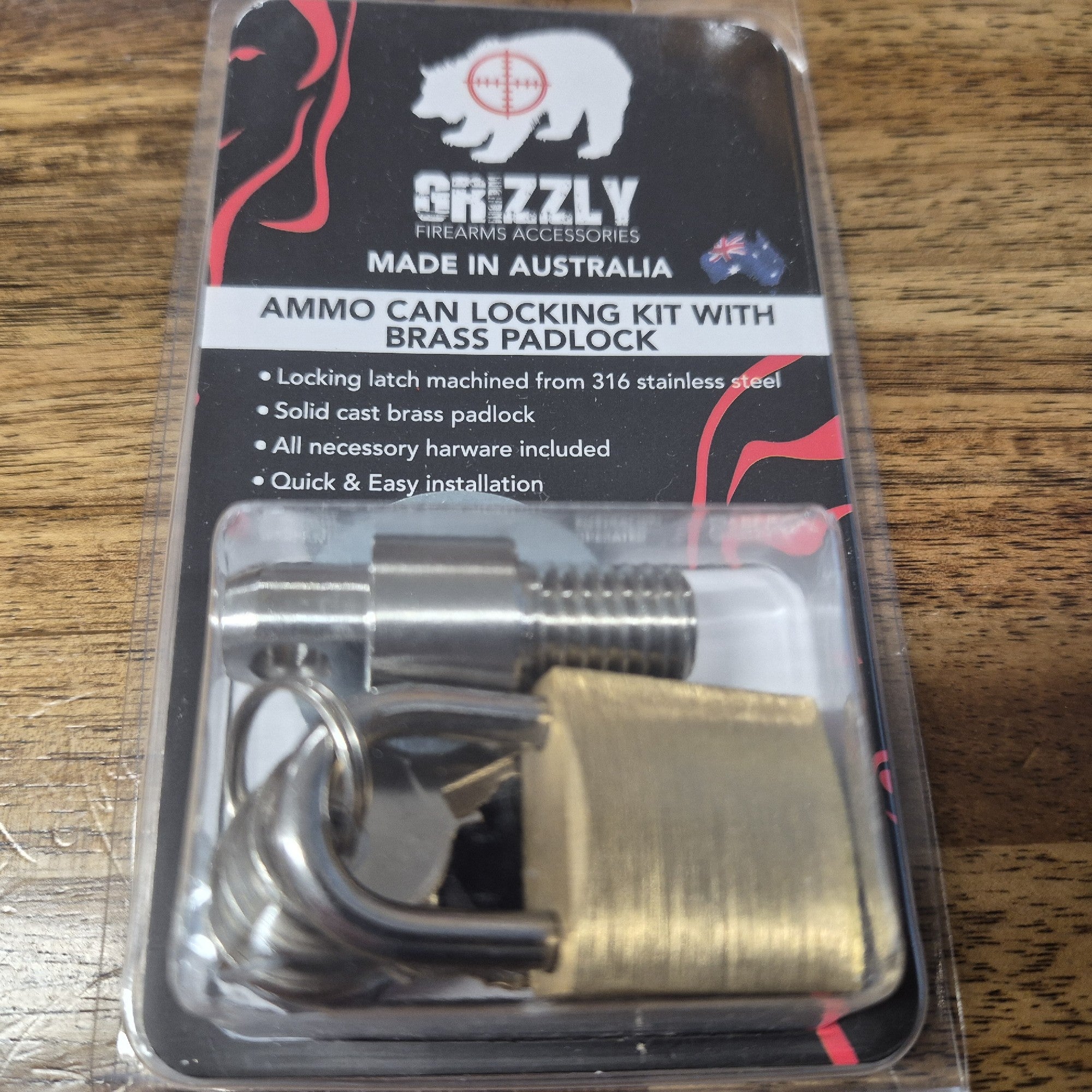 GRIZZLY AMMO BOX LOCKING KIT W/ BRASS PADLOCK