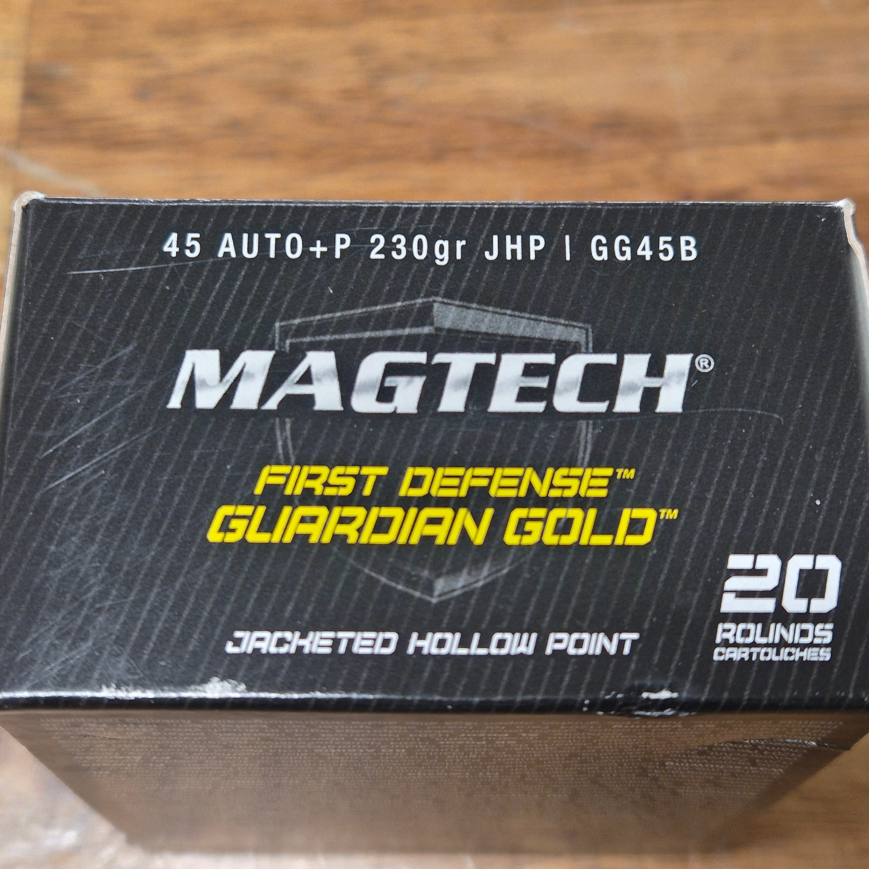 MAGTECH 45 AUTO+P GUARDIAN JHP GOLD 230GR - 20 BULLETS PER PACK