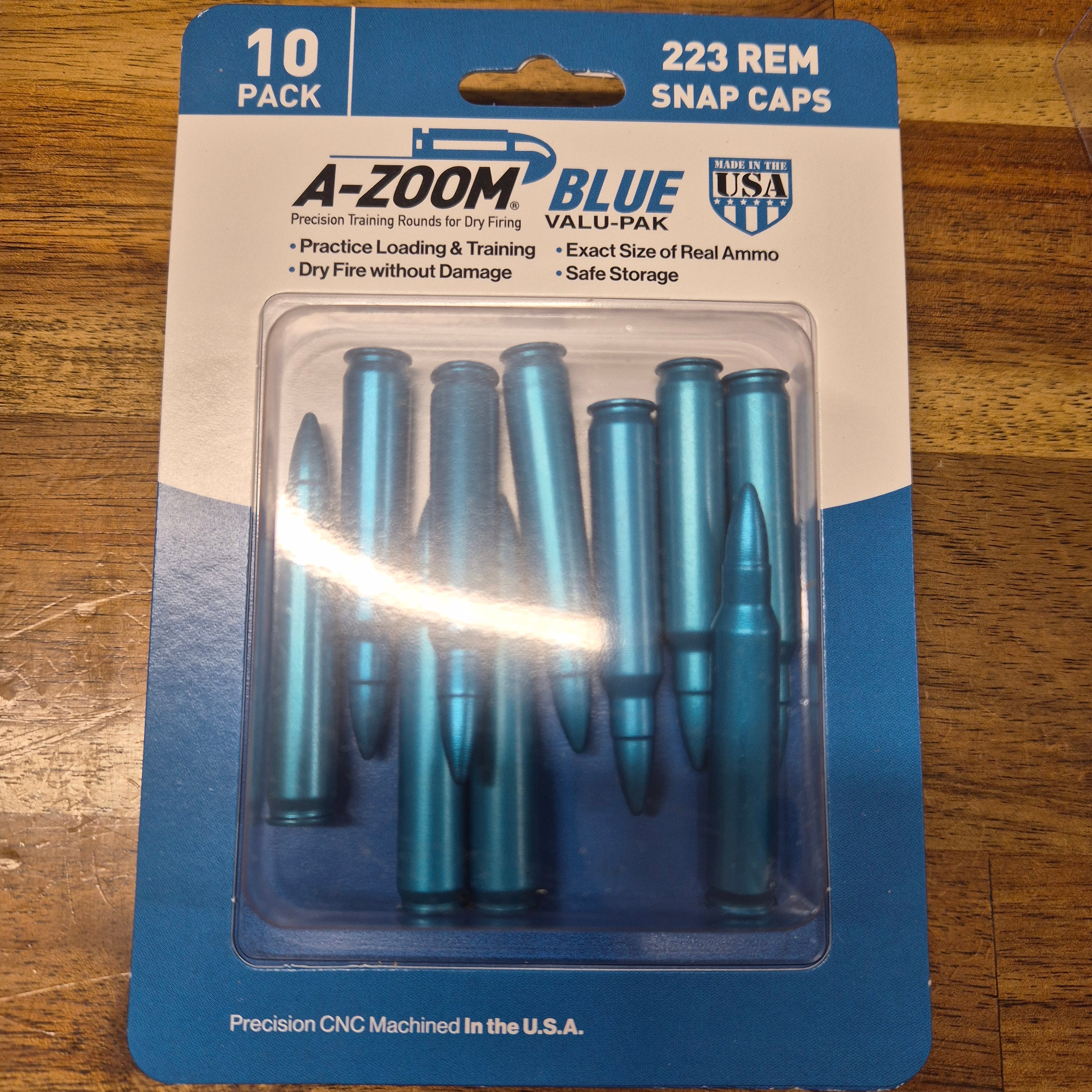 A-ZOOM 223 REM BLUE SNAP CAPS 10 PK