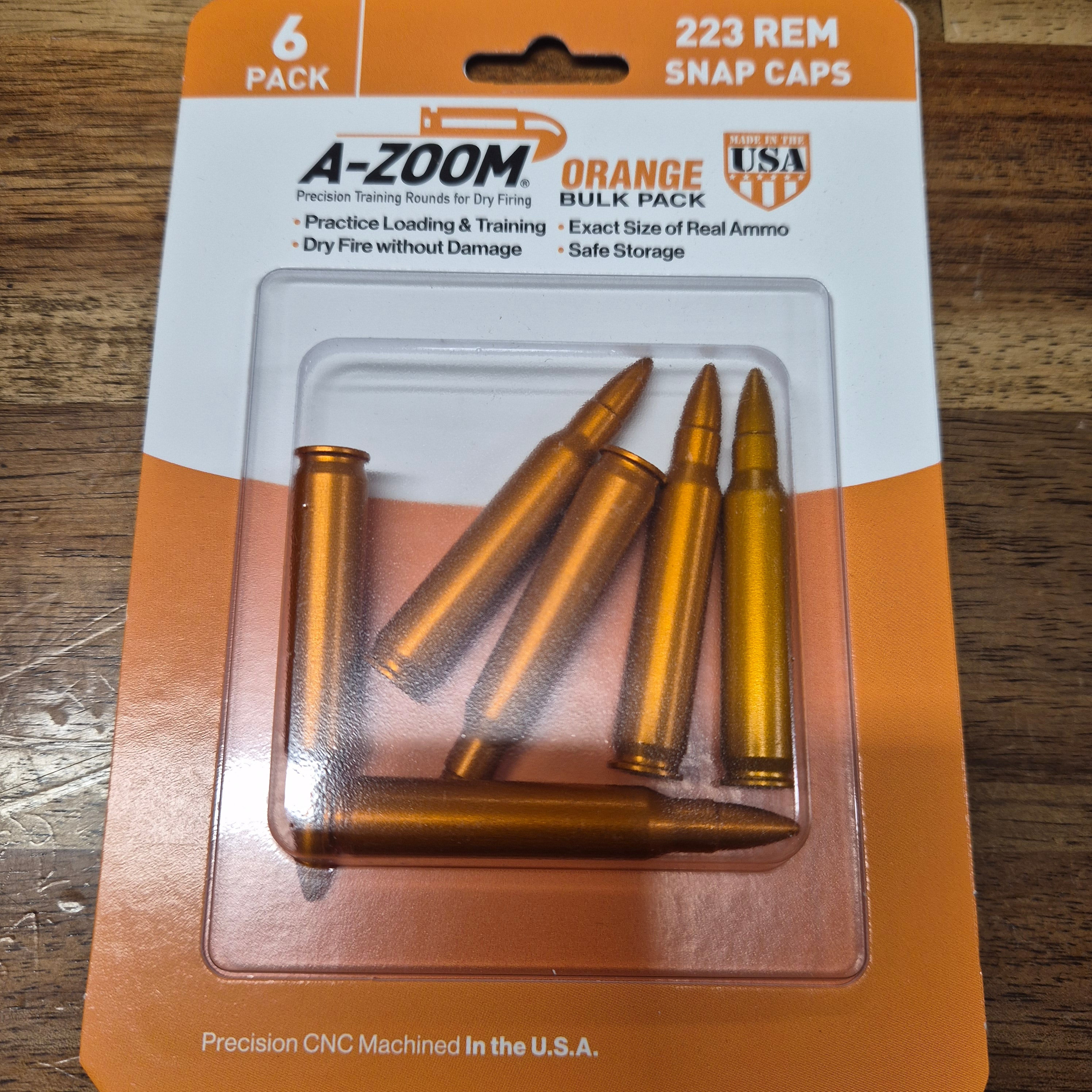 A-ZOOM 223 REM ORANGE SNAP CAPS 6 PK