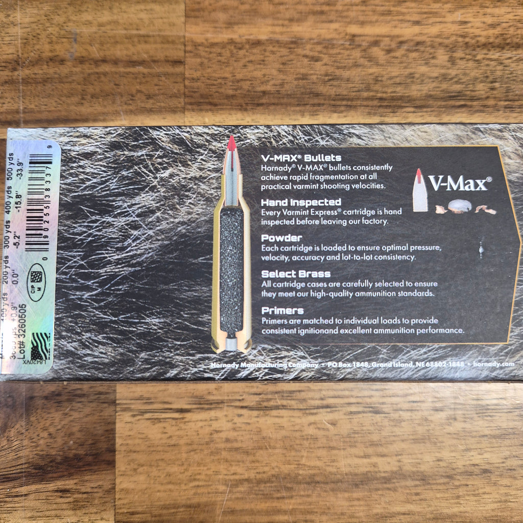 HORNADY 22-250 REM 55 GR VMAX 20 PK