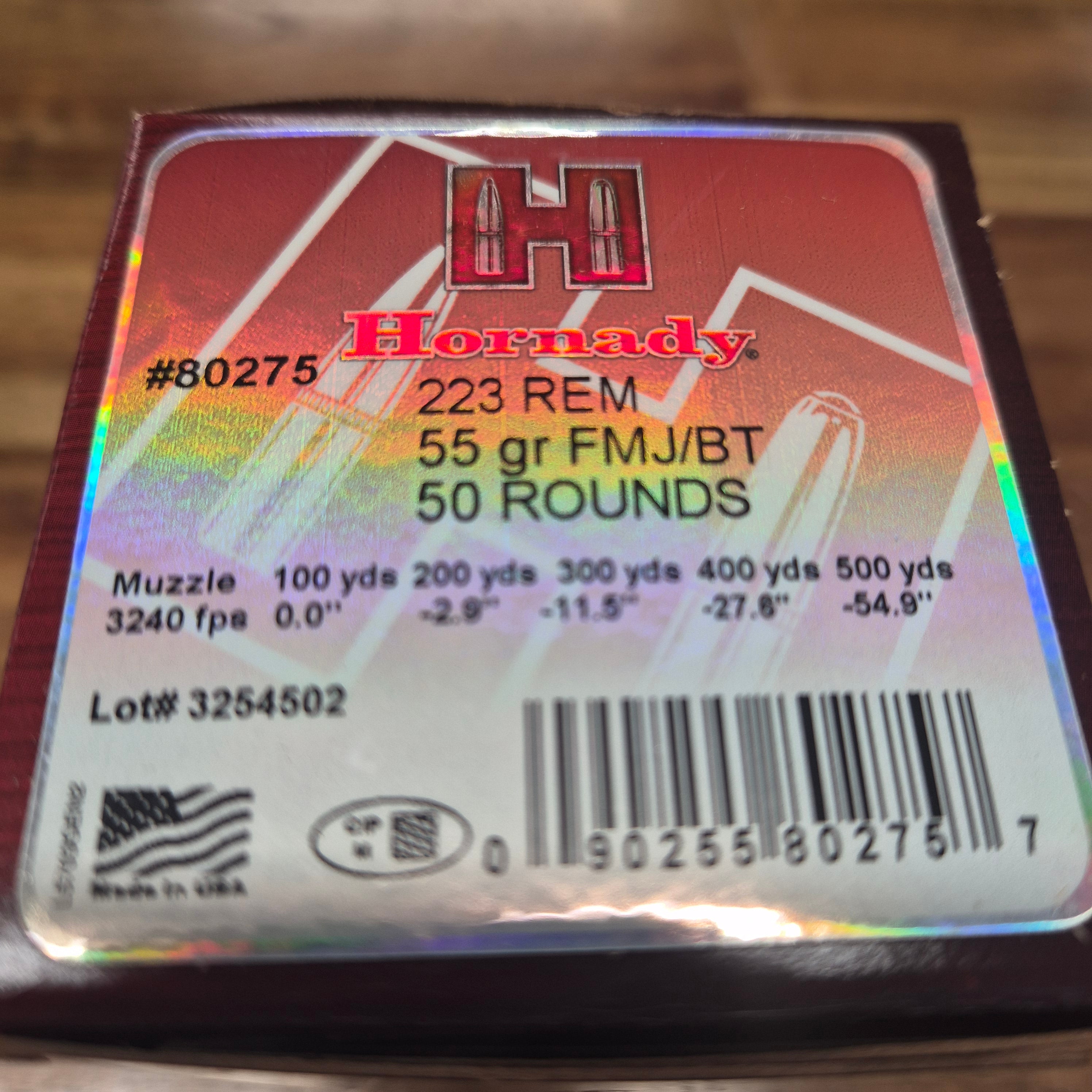 HORNADY 223 REM 55 GR FMJ/BT 50 PK