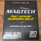 MAGTECH 45 AUTO+P GUARDIAN JHP GOLD 230GR - 20 BULLETS PER PACK