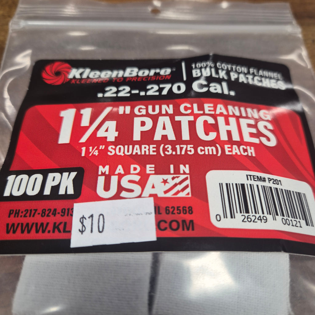 KLEENBORE 1-1/4" SQUARE .22-.270 PATCHES 100 PK
