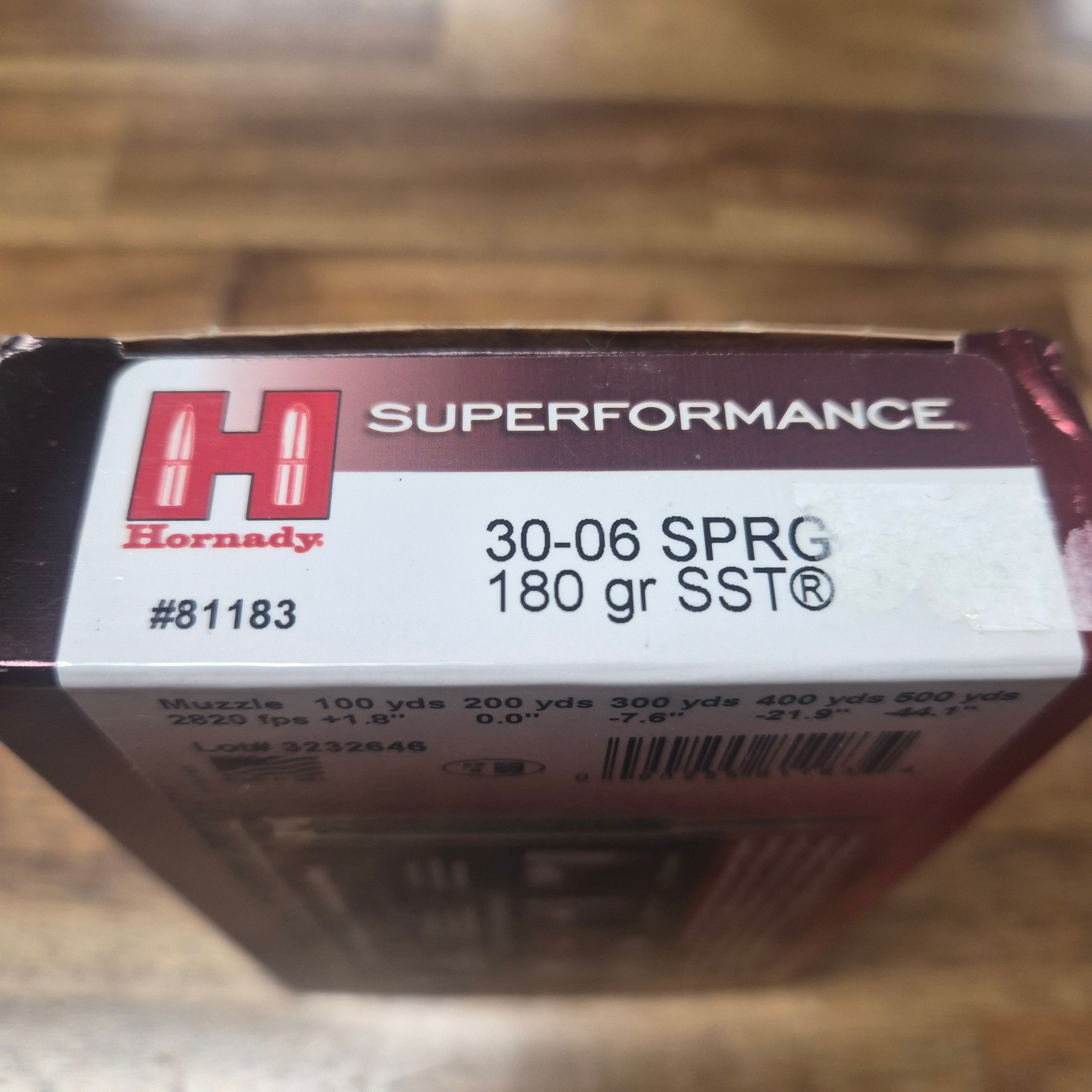 HORNADY 30-06 SPRG 180GR SST SPF 20 PK