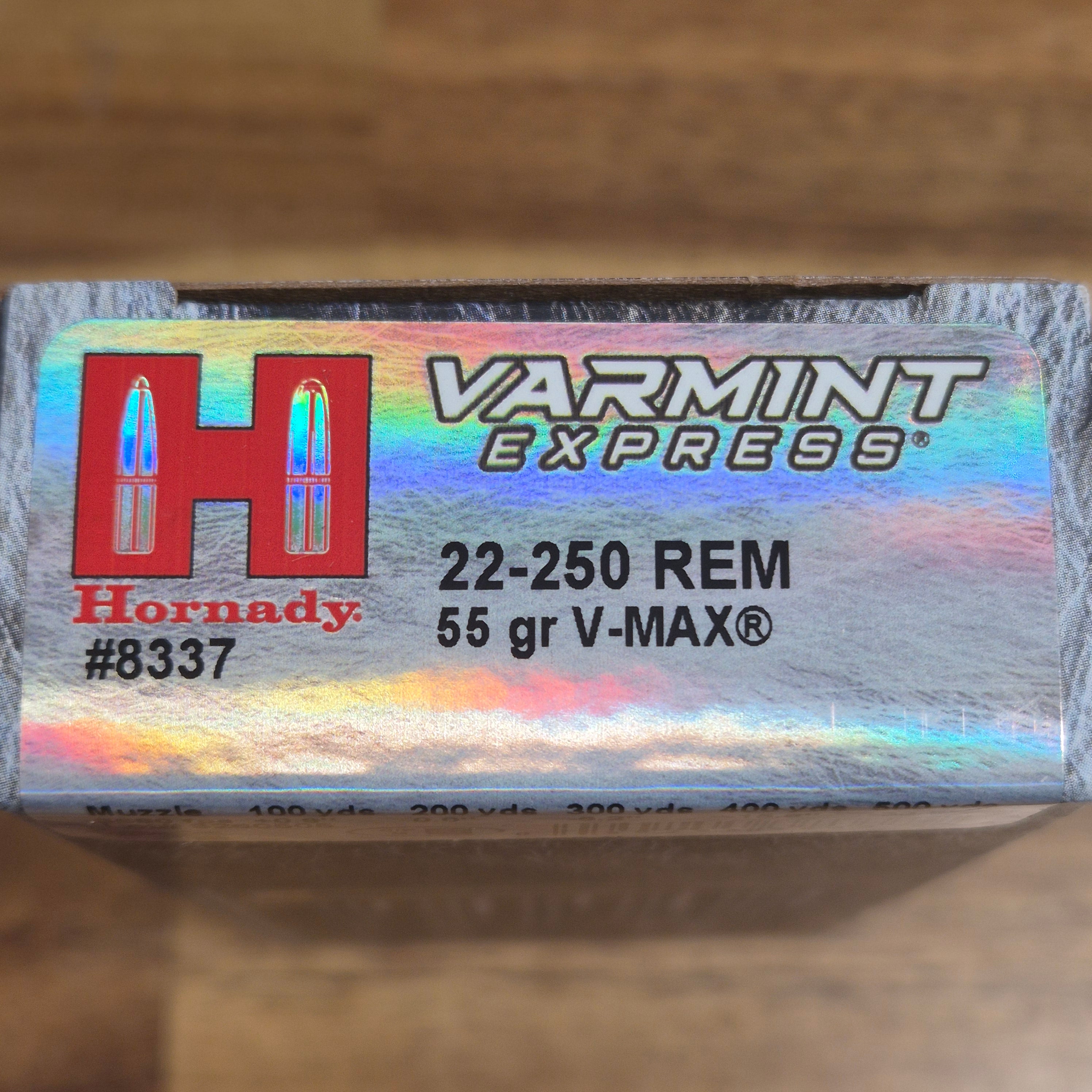 HORNADY 22-250 REM 55 GR VMAX 20 PK